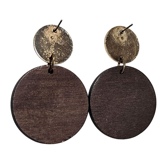 Boho Gold Brown Double Circle Lightweight Earrings Fashion Jewelry Women - Picture 2 of 3